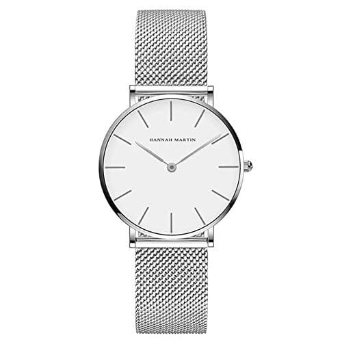 Women's Silver White Dial Mesh Watch 36mm