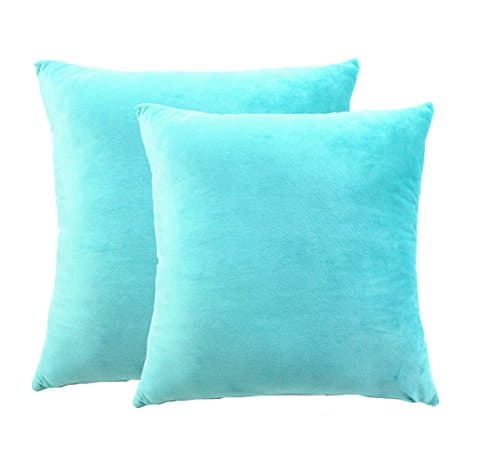 sykting Decorative Pillow Covers Solid Super Soft Short Plush Fuzzy Throw Pillow Covers for Bed Couch Chair Pack of 2 Square 20x20 inch Turquoise