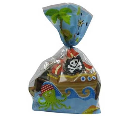 2 Sets Rectangular Pirate Treat Bags with Ties, 2 Sets of 20pk - Party Favor Bags - Kids Party Favor Bags