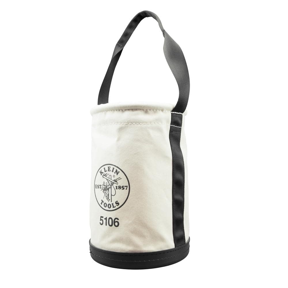 Klein Tools 5106 Storage Bucket, Canvas Tool Bucket, 9-Inch Diameter, 14-Inch Height, No. 6 Canvas, Web Handle