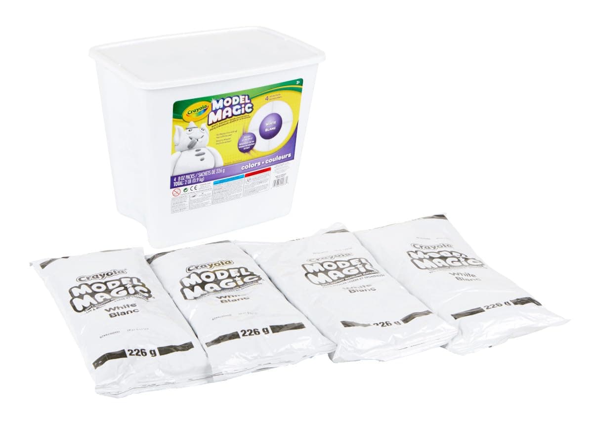 Crayola Model Magic White, 4‑Pack (8 oz Each), Air‑Dry Modeling Material for Kids, Soft Sculpting & Craft Clay Alternative, Reusable Art Material, Ages 3+