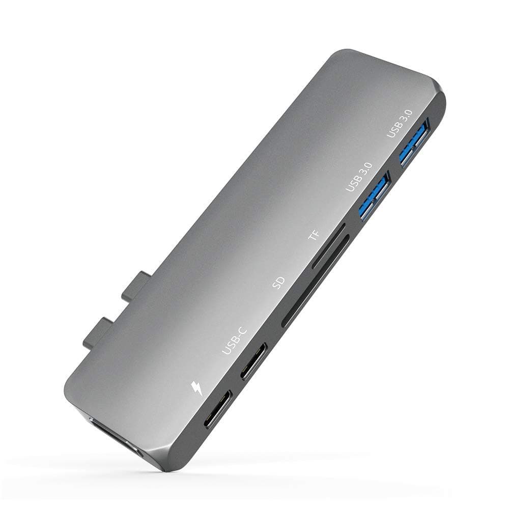 Pavlysh 7 in 1 Type C hub - MacBook Adapter - Best mac hub for 2016/2017/2018 13" 15"- 7 in 1: USB-C 100W Power Delivery - Thunderbolt 3-4K HDMI - microSD/SD Card Reader - 2 x USB 3.1