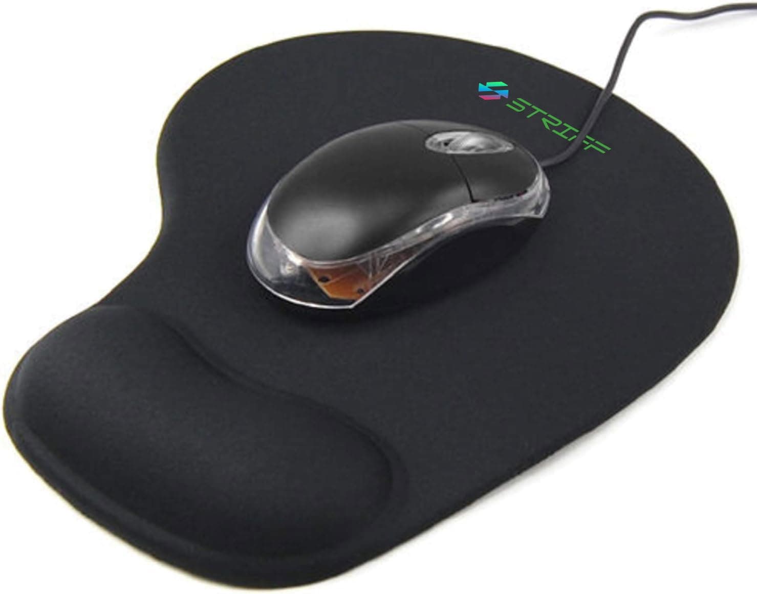 STRIFF Gel_Wrist_Support Mouse pad with, Gaming Mouse Pad with Lycra Cloth Nonslip for Laptop, Computer, Home & Office (Black)