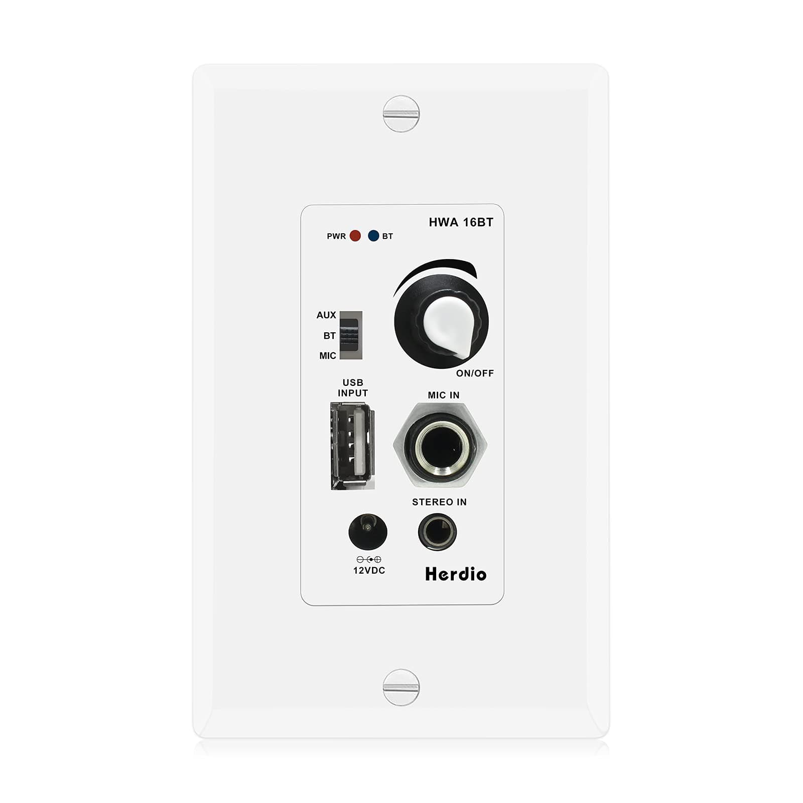 in Wall Audio Control Amplifier Receiver Wall Plate with USB Microphone Aux (3.5mm) Input 100Watt Max Module for Sound Systems Home Theater Integratio