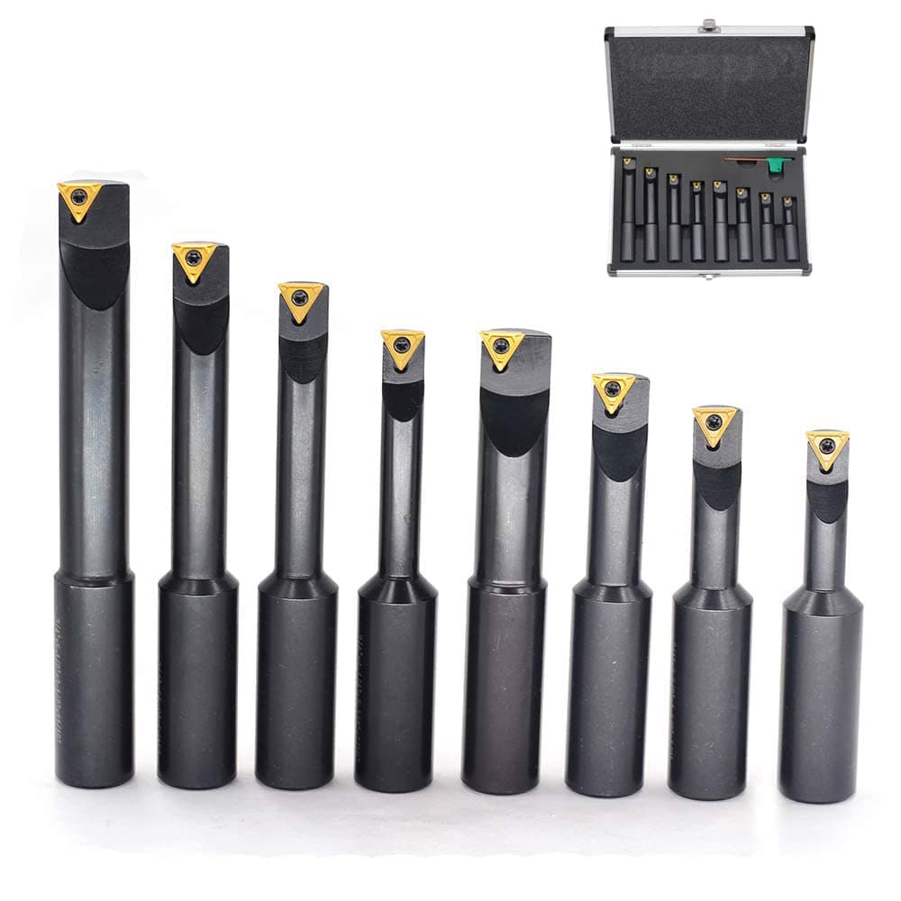 OSCARBIDE 3/4" Shank Indexable Boring Bars 8 Pieces/Set,90 Degree Round Shank Boring Bars with Indexable Carbide Inserts 4 Pieces TCMT21.51 & 4 Pieces TCMT221