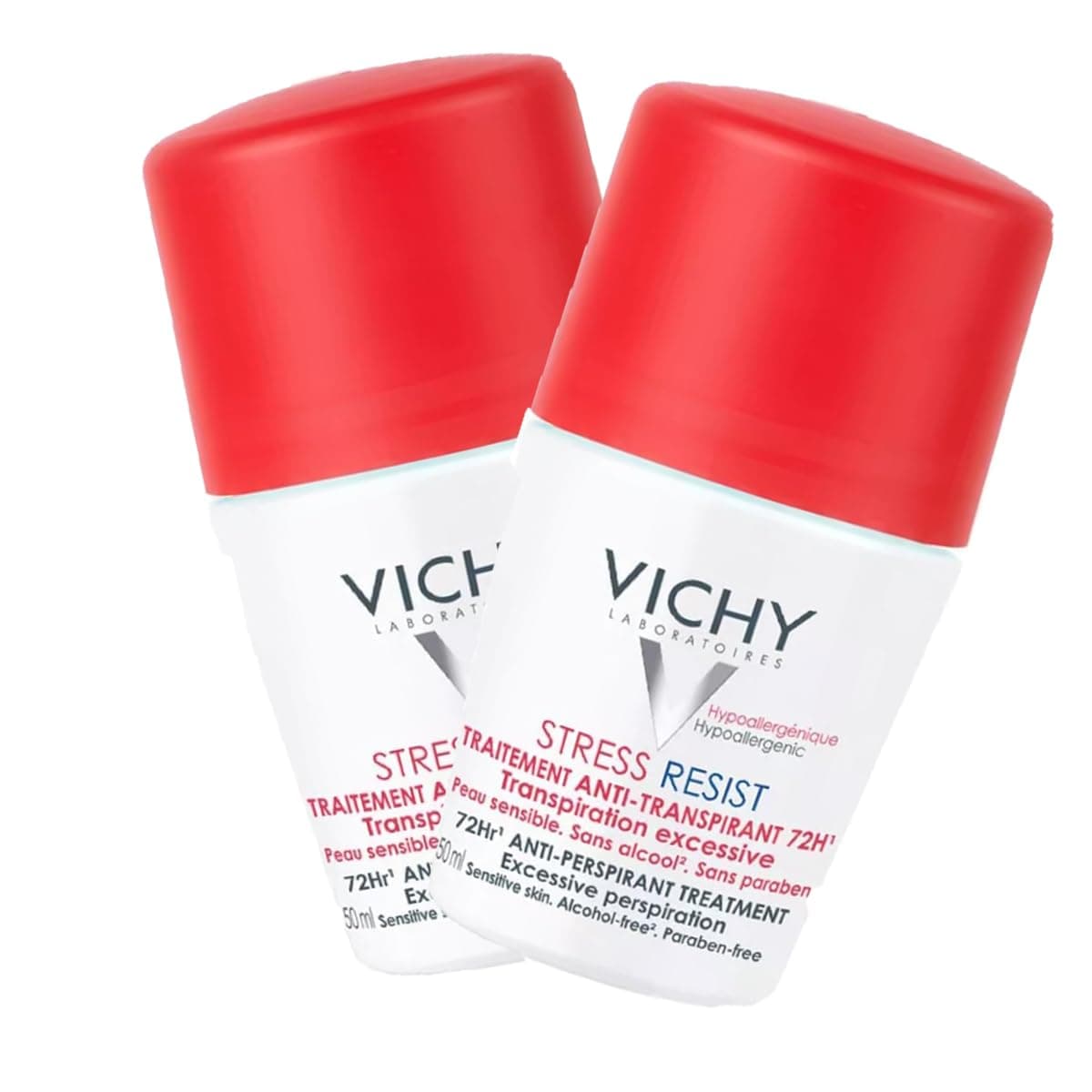 Vichy Stress Resist Antiperspirant (Pack 2) | 72 Hour Roll on Deodorant 50 ml | Unisex