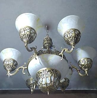 DarkVision Corded Electric, Metal 9 Light Chandelier Light, Golden Antique for Living Room/Bedroom/Cafe/Restaurant/Kitchen/Offices/Indoor/Outdoor and Home Decoration (1228 (9 Light), with Bulb)