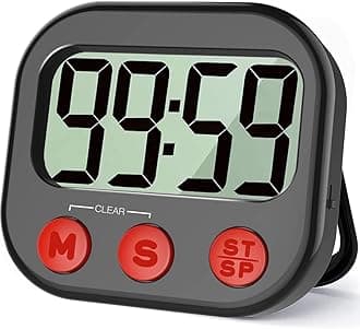 Kitchen Timer, Digital Visual Timer Magnetic Clock Stopwatch Countdown Clock, Large LCD Screen Display Big Digits, Loud Alarm for Cooking, Shower, Bathroom - Black