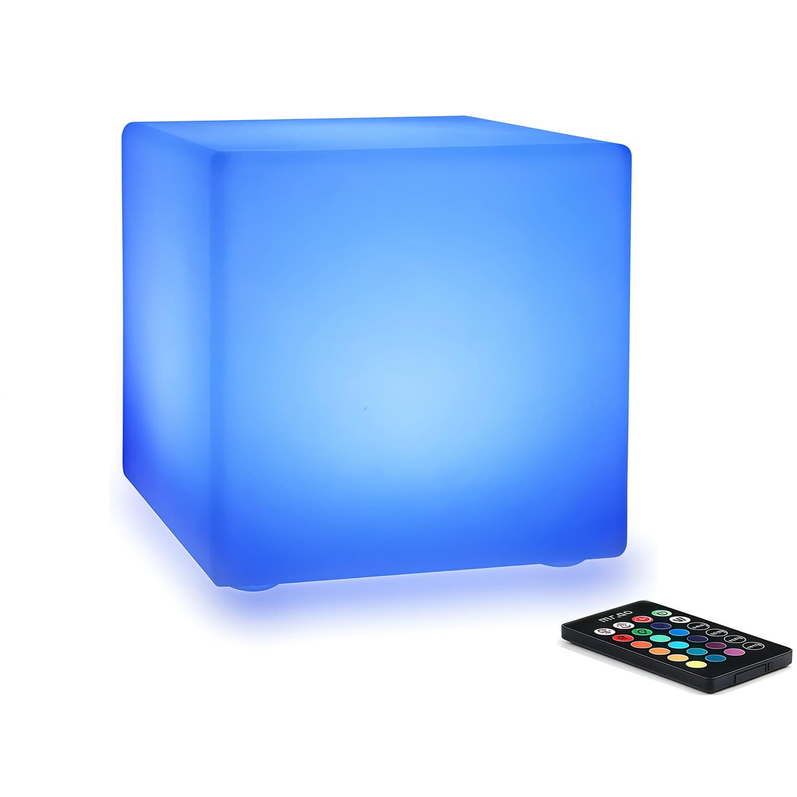 – Mr.Go 8" LED Cube Light Color Changing Lamp Mood Light with 16 Colors, Dimmable Brightness, 4 Lighting Modes for Indoor & Outdoor Decoration, Rechargeable Night Light Bedside Lamp with Remote