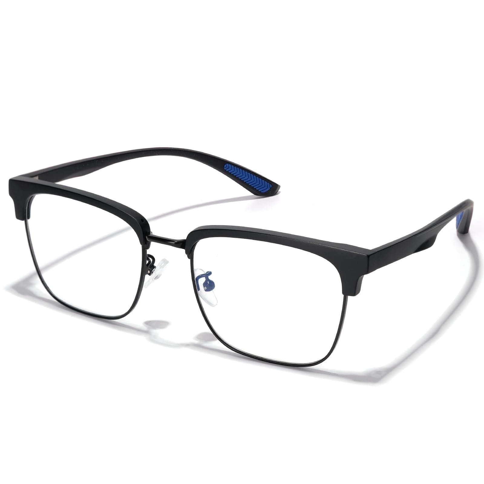 ZanyLen Blue Light Glasses Men Rectangle Large Browline Computer Gaming Glasses