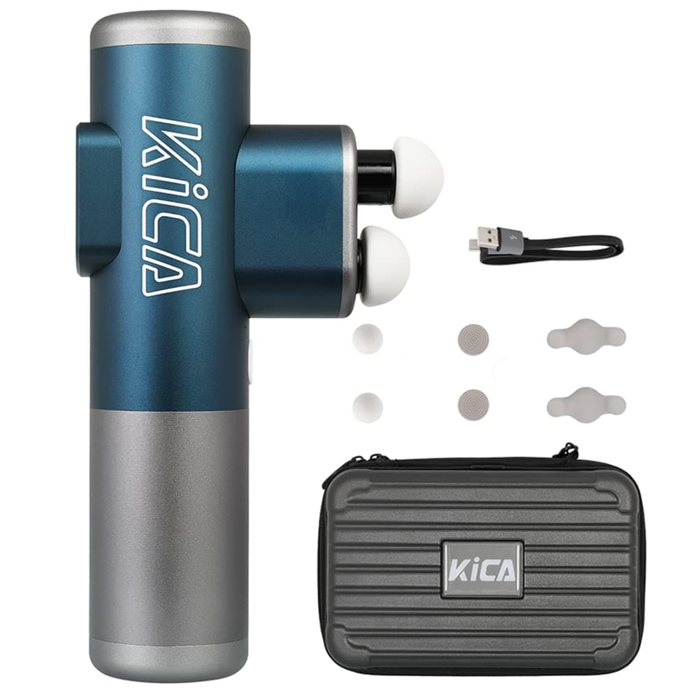 Official: Pro Double Head Massage Gun, LED Display, Touchscreen Massage Gun, Portable Compact Handheld Massage Gun for Neck, Shoulder, Back, Hand Massager with 3 Massage Heads, Blue