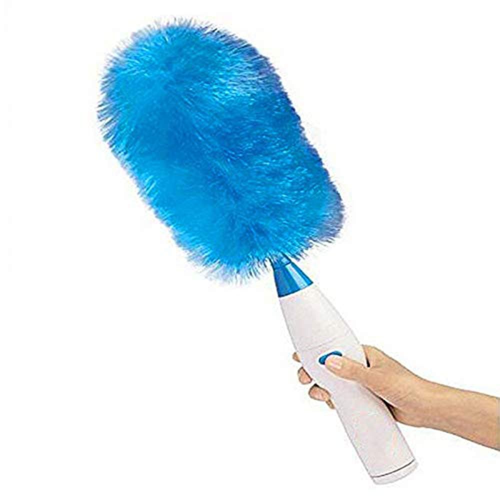 Electric Feather Duster Spin Duster Adjustable Feather Duster Dirt Dust Brush Removing Dust in One Spin (Blue)