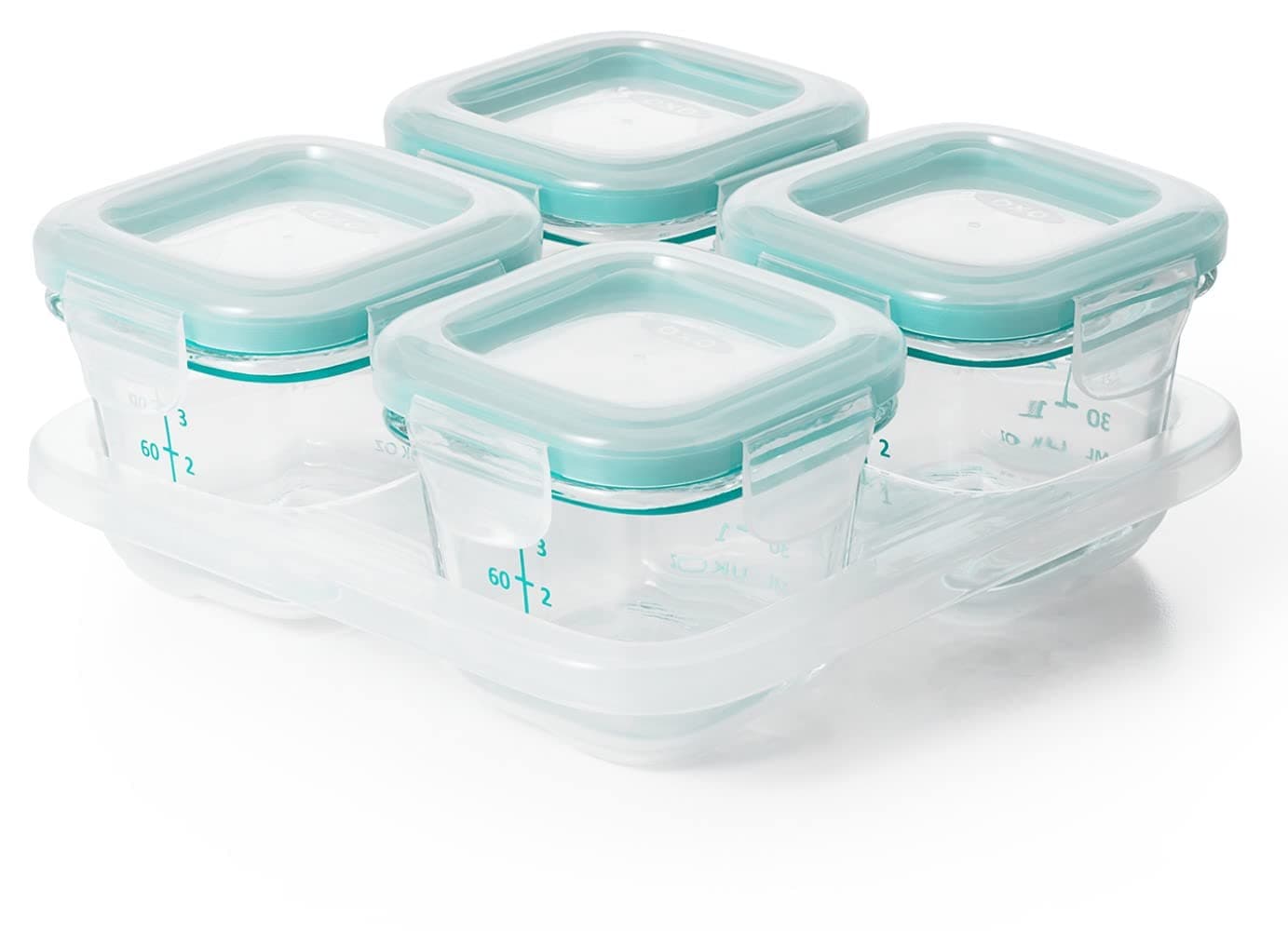 OXO TOT GLASS BABY BLOCKS (4 OZ) - TEAL
