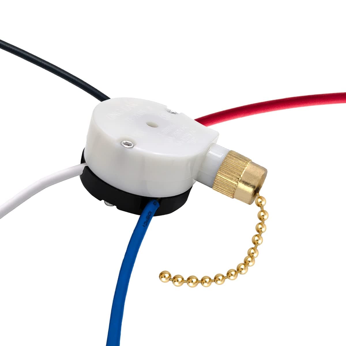 Zing Ear ZE-208S 3 Speed 4 Wire Fan Switch - Pull Chain Speed Control Switch for Ceiling Fans, Wall Lamps, Cabinet Light - Brass 1PCS