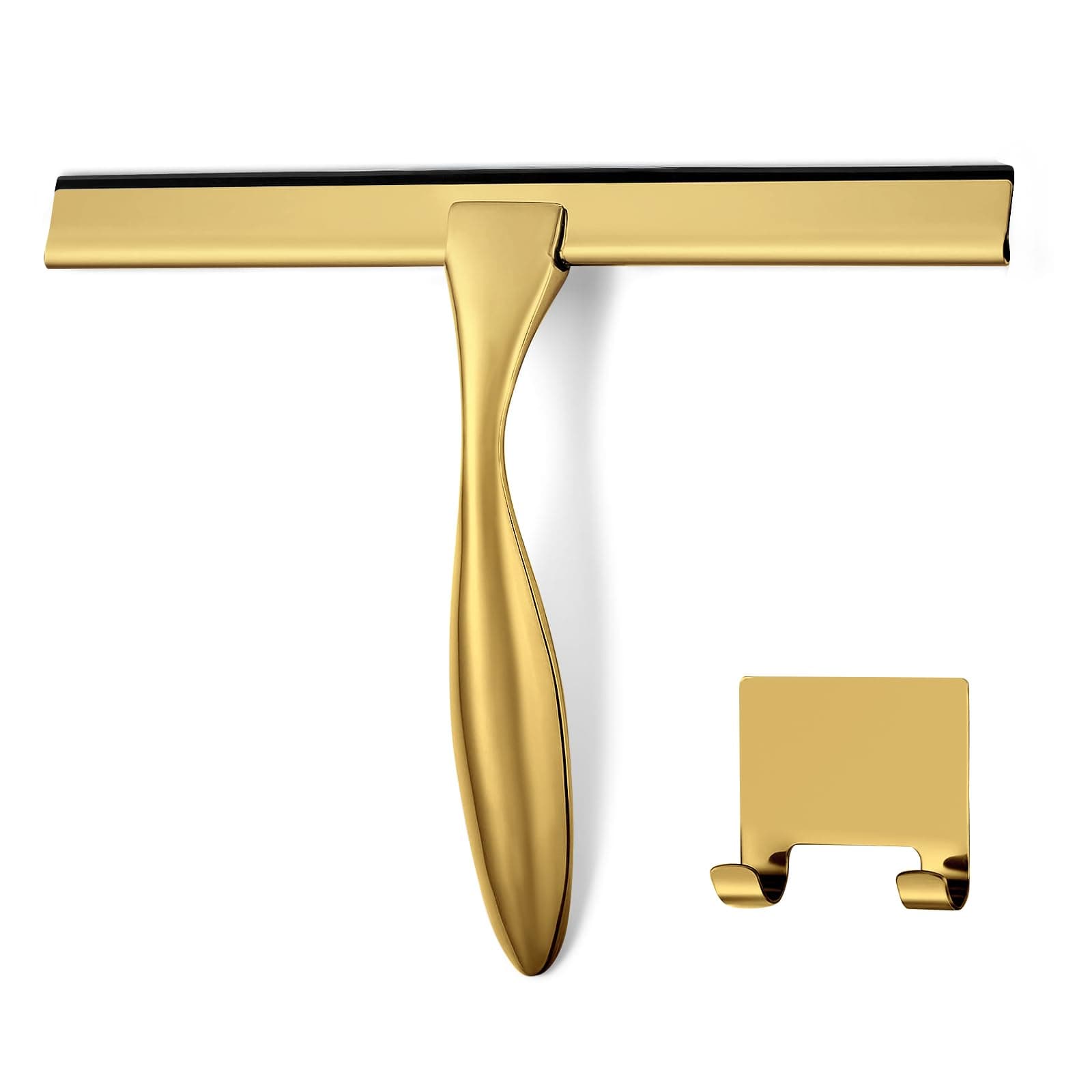 All-Purpose Shower Squeegee for Shower Doors, Bathroom, Window and Car Glass - Brass, Stainless Steel, 10 Inches