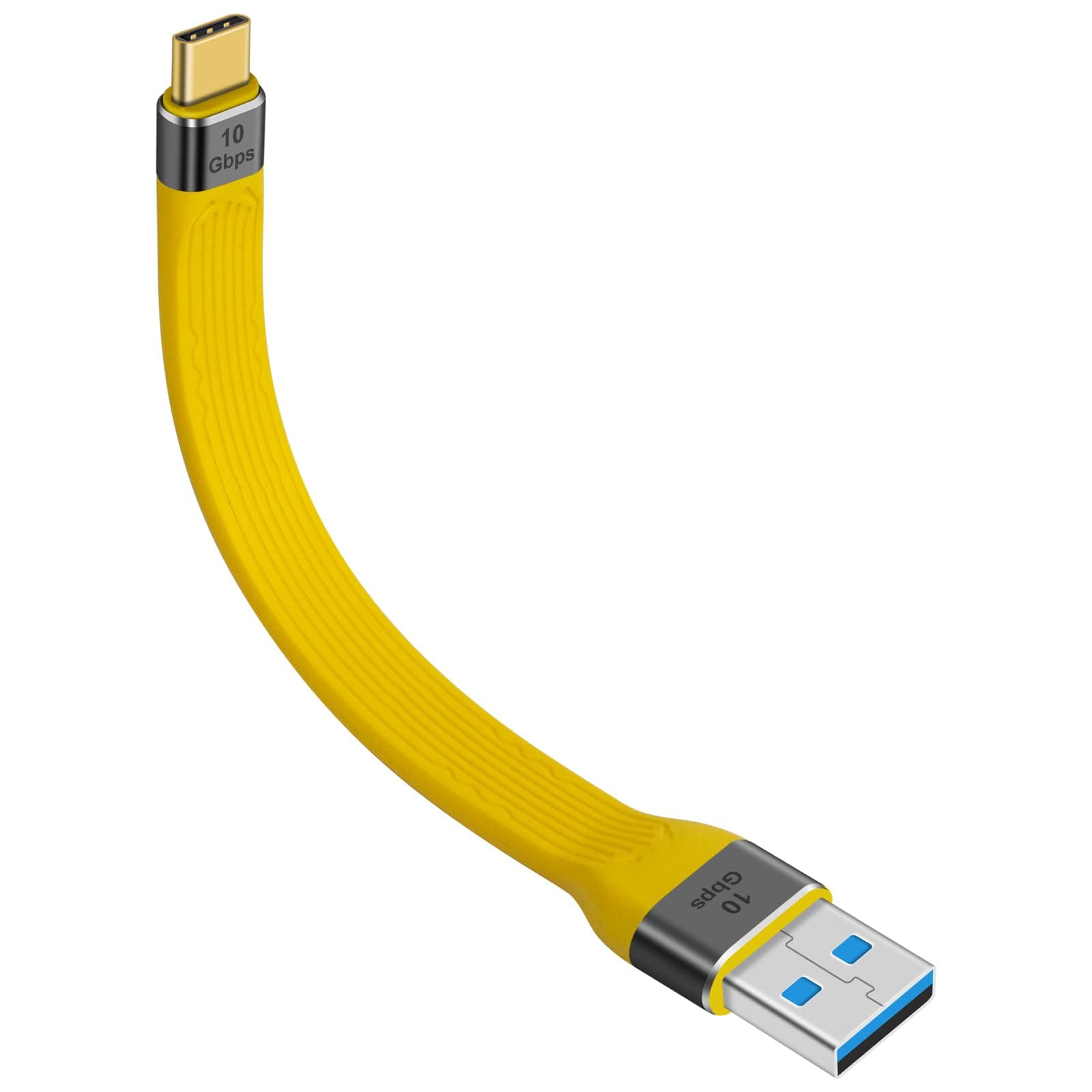 Short USB to USB C Adapter Cable 10Gbps, USB C to USB 3.1 Adapter OTG Cable, Short USB C Male to USB Male Adapter Soft Flat Cable for MacBook Pro, Laptop, Phones 15inch/12cm