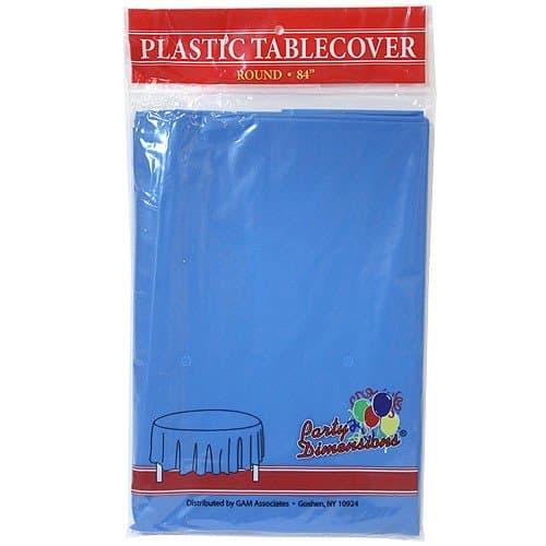 Round Plastic Table Cover 84", Ocean Boat Blue