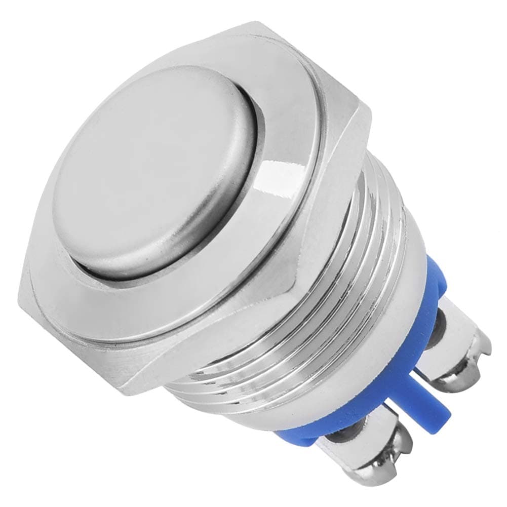 LANTRO JS - 40Pcs 16mm BEM-16-10TT Momentary Push Button Switch, Auto Reset High Head 2-Pin Waterproof Metal Button Switch