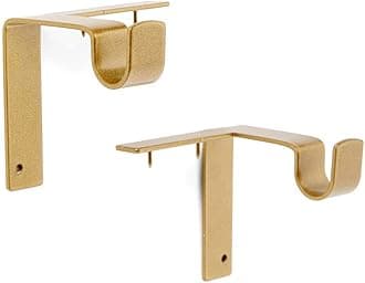 Single Curtain Rod Brackets – No Drill, No Damage – Perfect Curtains Every Time – 5/8” Gold