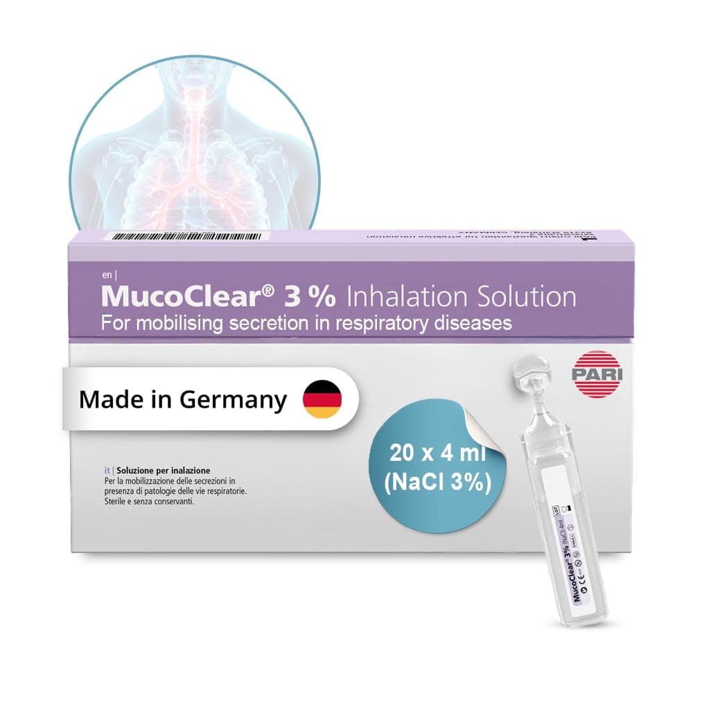 – MucoClear 3% Inhalation Solution – Pack of 20 – Mucus Relief & Easy Expectoration from Sinuses & Lungs – Sterile, Preservative Free – Suitable for All Ages