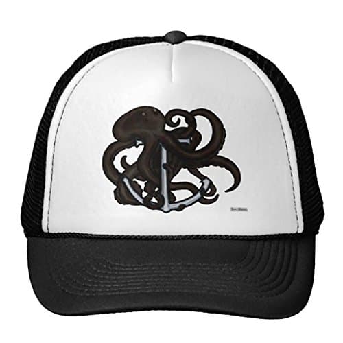 CacheCo. Black Octopus Over Anchor Trucker Hat