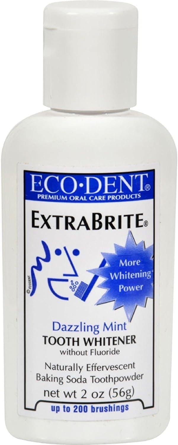 Eco-Dent ExtraBrite Baking Soda Toothpowder, Mint - Fluoride-Free Toothpaste Powder, SLS-Free Tooth Powder with Oxidizing Calcium Peroxide, Whitening Toothpaste Alternative, 2 Oz
