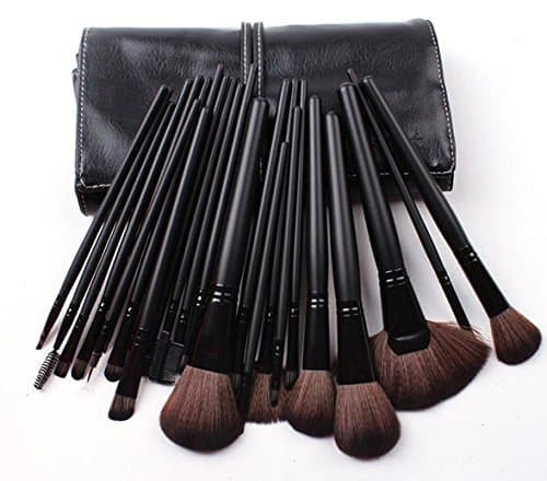 Megaga Makeup Brushes-32pcs Studio Pro Cosmetic Makeup Brush Set Kit Case Makeup Brushes w/Leather Case - for Eye Shadow, Blush, Concealer, Etc. (Black) by Megaga Cosmetic