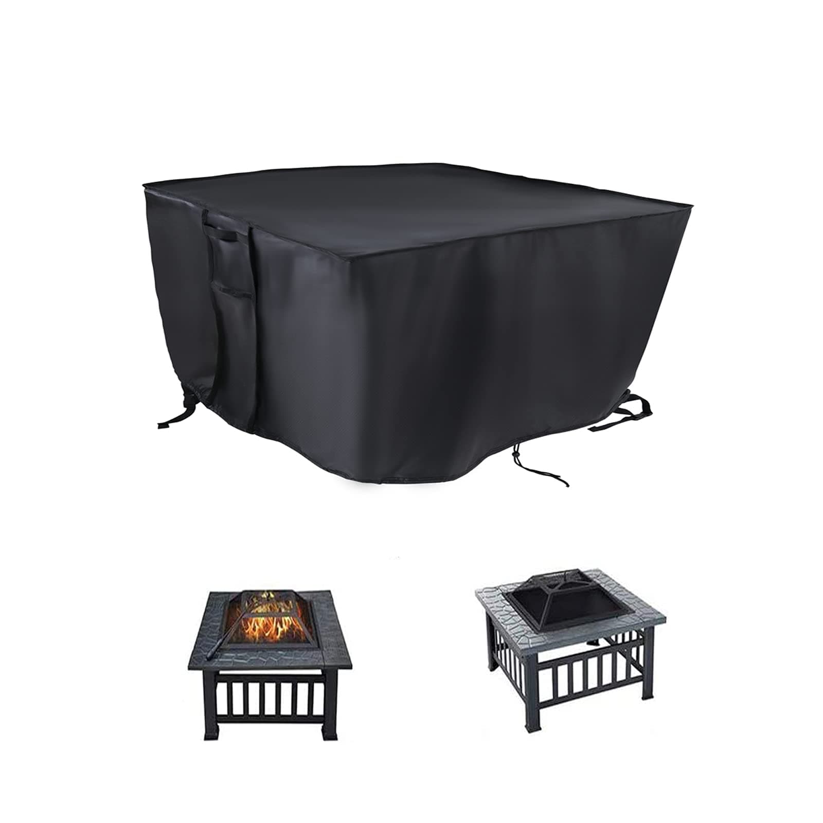 POMER Fire Pit Cover, Square Firepit Cover for Gas Fire Table Waterproof Patio Furniture Covers - 84x84x44cm