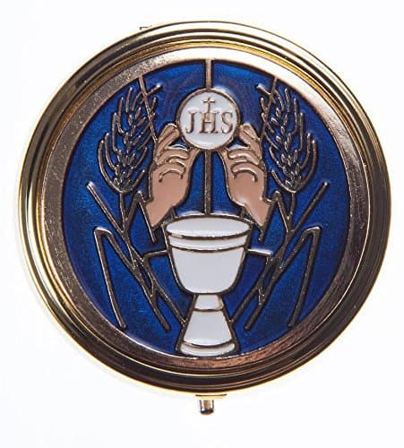 Holy Communion Pyx 5.6 cm diameter x 2 cm deep. Pyx for Holy Communion Hosts. Pyx for a Priest. Pyx for a Chaplain. Eucharistic Ministers Pyx.
