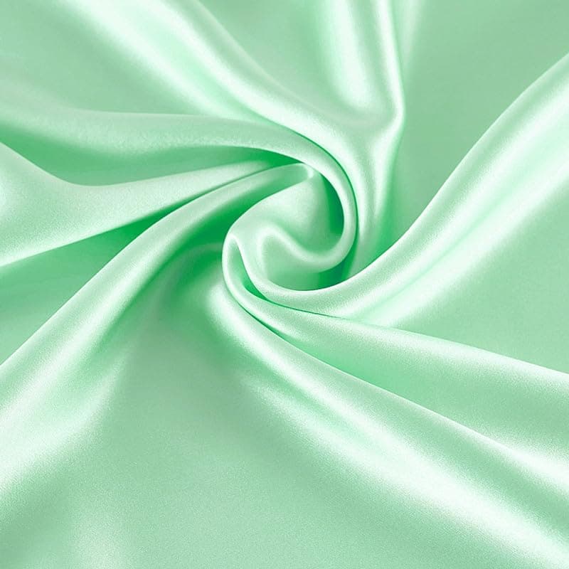 Maxfeel 100% Pure Mulberry Silk Charmuse Solid Dyed Fabric Multicolor for Bedding Dress Sold by Half a Yard or by The Yard (#Light Green)