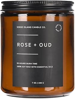 Scented Candle for Home Scented Rose and Oud 7 oz