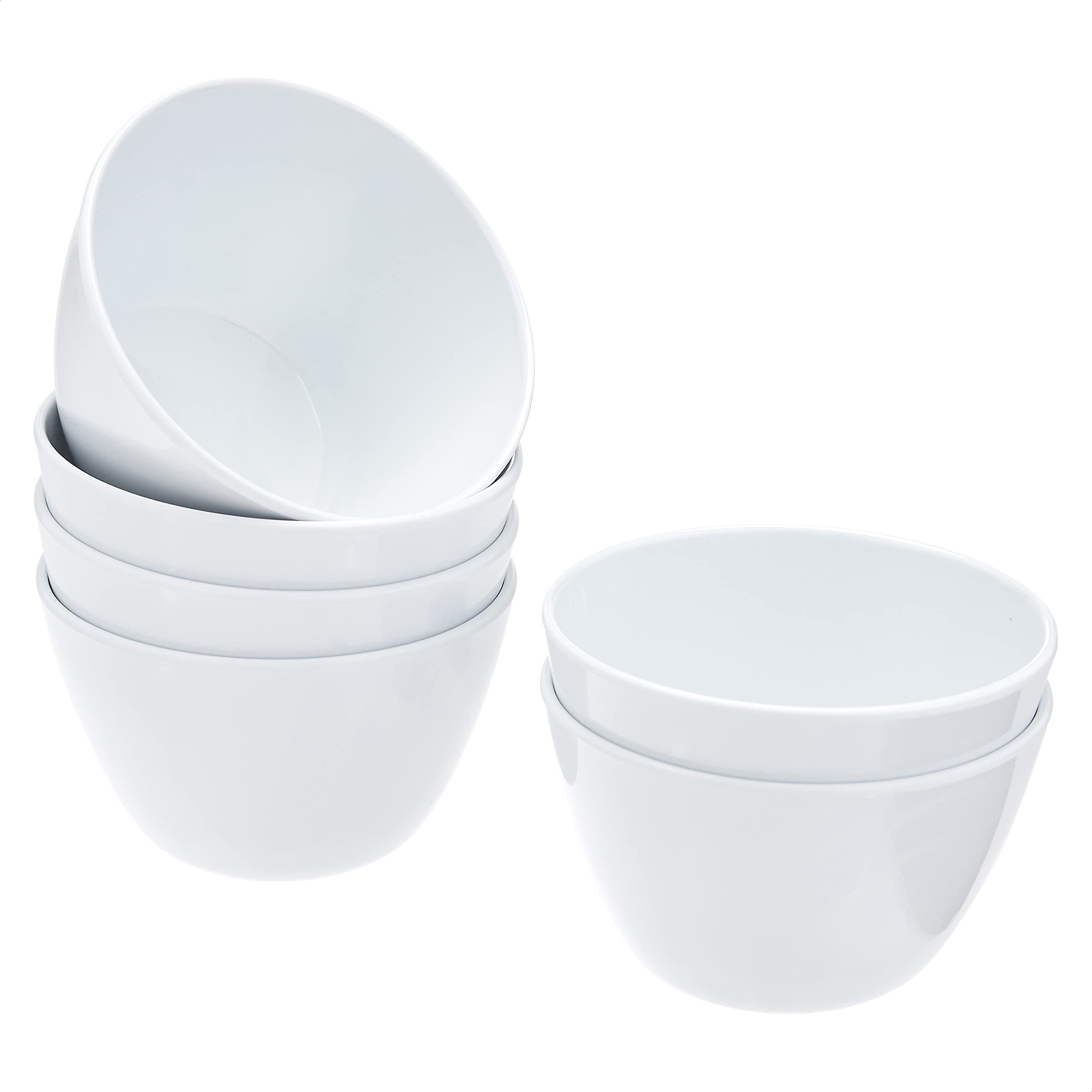 - Amazon Basics Round Melamine Bowl, 8 oz, Dishwasher Safe, White, 6-Piece Set