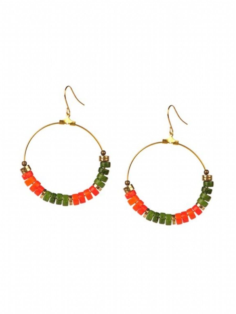 Heishi Hoops - Orange