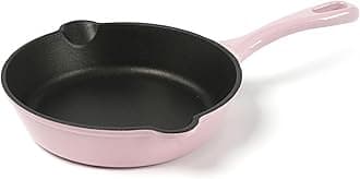 HAWOK Cast Iron Enameled Skillet, Frying Pan, DIA.8 inch, with Handle Cover, Pink