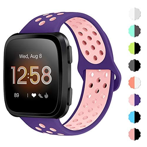 NANW Bands Compatible with Fitbit Versa/Versa 2/Versa Lite Small Large, Soft Silicone Replacement Band for Versa/Versa 2, Air Hole Wristband Strap for Women Men