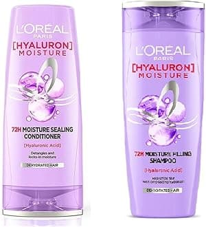 L'Oreal Paris Hyaluron 72H Moisture Sealing Conditioner for Dry Hair 82.5ml & Moisture Filling Shampoo 71.5ml (Pack of 2)