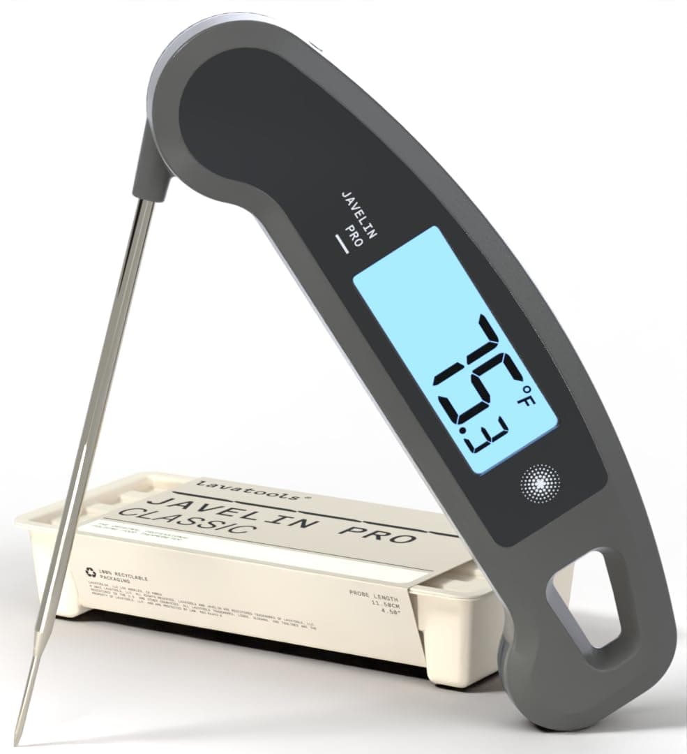 - Lavatools Javelin® PRO Classic Ultra-Fast 2-Second Professional Digital Instant Read Meat Thermometer for Grill and Cooking, Auto-Rotating Backlit Display, IP65 Water Resistant, NSF Certified – Sesame