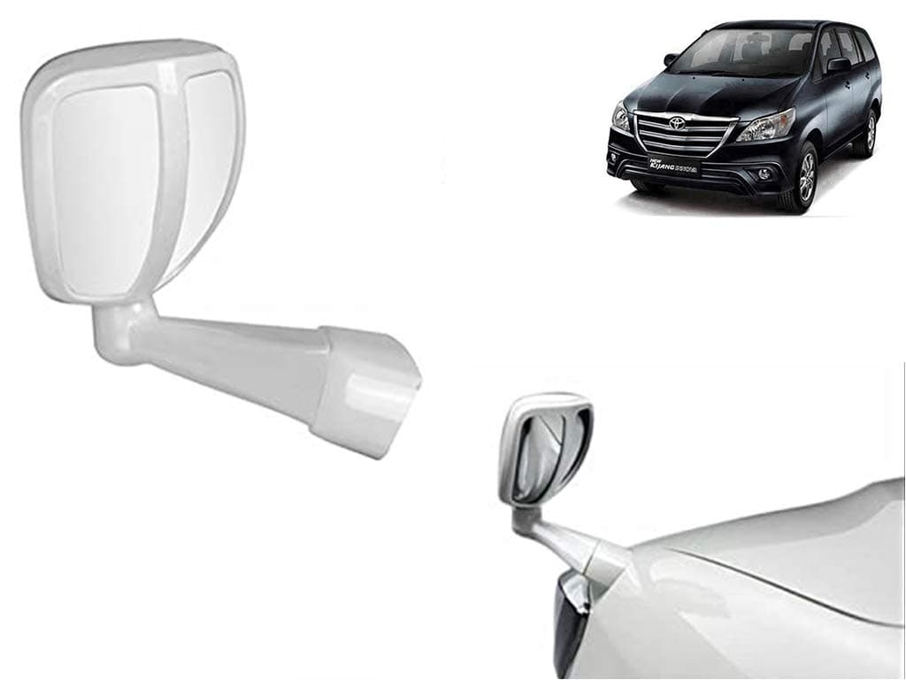 Universal Hub- Front Fender Wide Angle Mirror Bonnet Mirror (Small, White) For -Toyota Innova 2013 2015