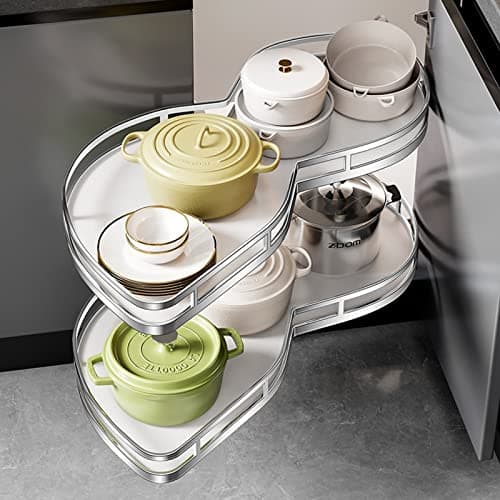 Swing Left/Right Corner Cabinet Organizer for 36" Blind Corner Cabinet 2 Tier Swing Tray Soft Close Pull Out Kitchen Cabinet Organizer for Cupboard,Left Open,Left Open