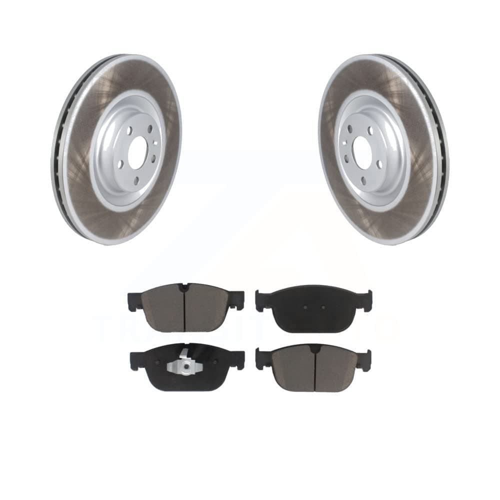 Transit Auto Front Coated Disc Brake Rotors And Ceramic Pads Kit Replacement For 2016-2019 Volvo XC90 With 366mm Diameter Rotor KGC-100082