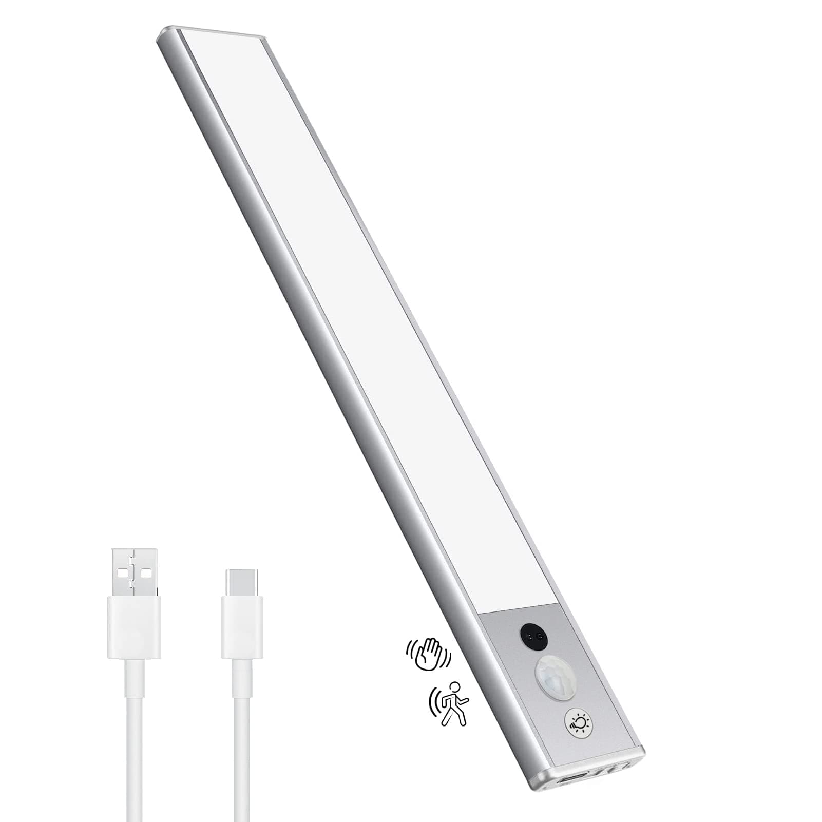 Pinci Under Cabinet Lights,Wireless Motion Sensor Light Indoor,Rechargeable Battery Operated Lighting with 126 LED,3 Modes Night Light,Stick-On Magnetic Closet Lights for Kitchen, Hallway