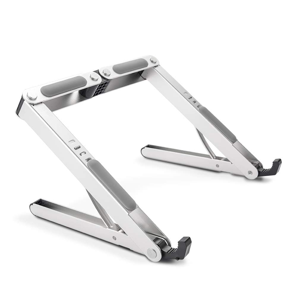 LONGKO Portable Laptop Stand - Adjustable Multi-Angle Stand Ventilated Aluminum Tablet Holder - Light Weight Foldable Screen Riser for Macbook Notebook iPad iPhone Cell Phone（White）
