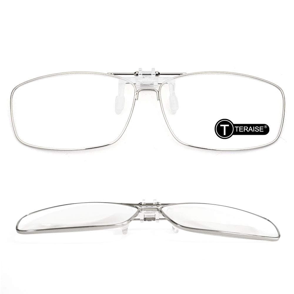 TERAISE Clip On Reading Glasses with Flip Up Function Metal full-Frame Clipped on prescription glasses Designed for myopia Fashion readers for men and women HD lens Portable glasses case(1.0X)