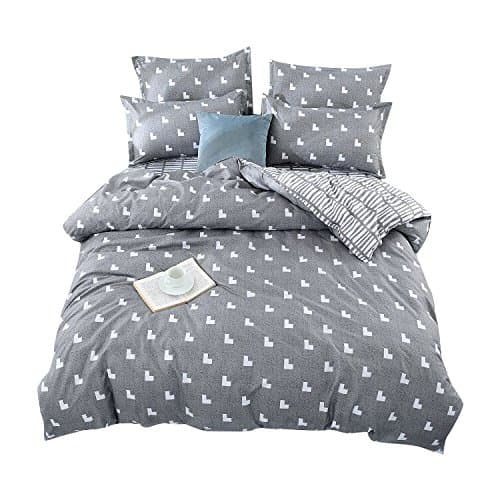 Bedding sets 3-pieces Microfiber Duvet Cover Set Full Queen Size,White Gray Grey Right Angle Diamonds Patterns Design Prints,Without Comforter (Full/Queen, (1Duvet Cover+2Pillowcases)#06)