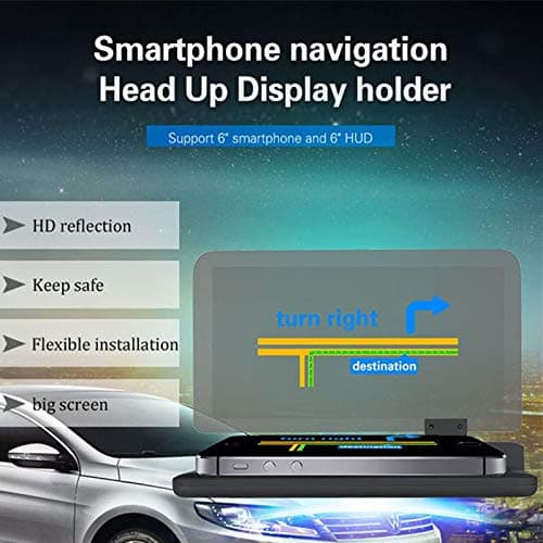 Head Up Display Holder, Cell Phone Holder for Car, Max 6 Inches HD Reflector for Car HUD GPS Navigation Image with Reflection Film Glass Board