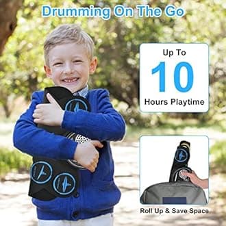 Marrilley - Electronic Drum Set, 9 Drum Practice Pad with Headphone Jack, Roll Up Pad Machine, Built-in Drum Pedals, 10 Hours Playtime, Large