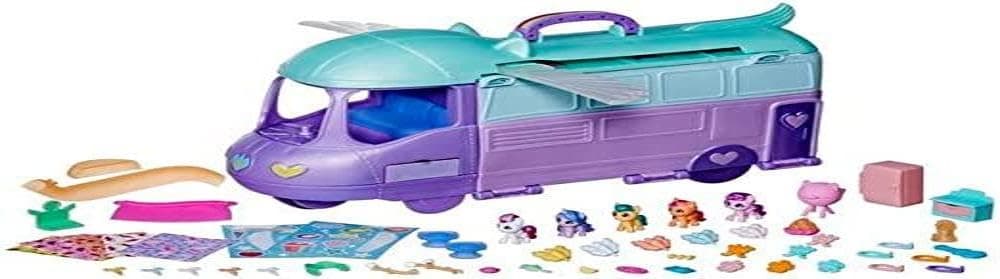 Playset Mini World Magic Mare Stream, Buildable Trailer Camper Van, Mini Toys for Girls and Boys Age 5 and Up