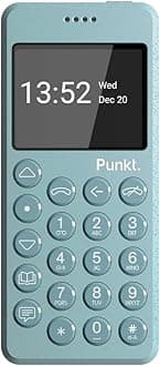 Punkt.MP02 New Generation 4G LTE Minimalist Mobile Phone, Unlocked, Nano-SIM, WiFi Hotspot,2GB RAM+16GB Storage, 1280 mAh Battery - Light Blue
