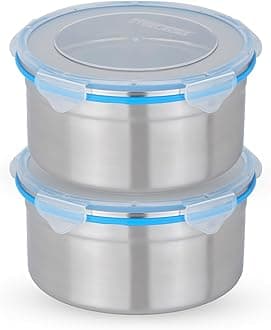 STEELLOCK Stainless Steel Airtight Container with Lid | Leakproof, BPA-Free, Durable Kitchen Storage | Multipurpose Food Storage Containers for Kitchen | SL-1502-set of 2, 1950ml each, Blue