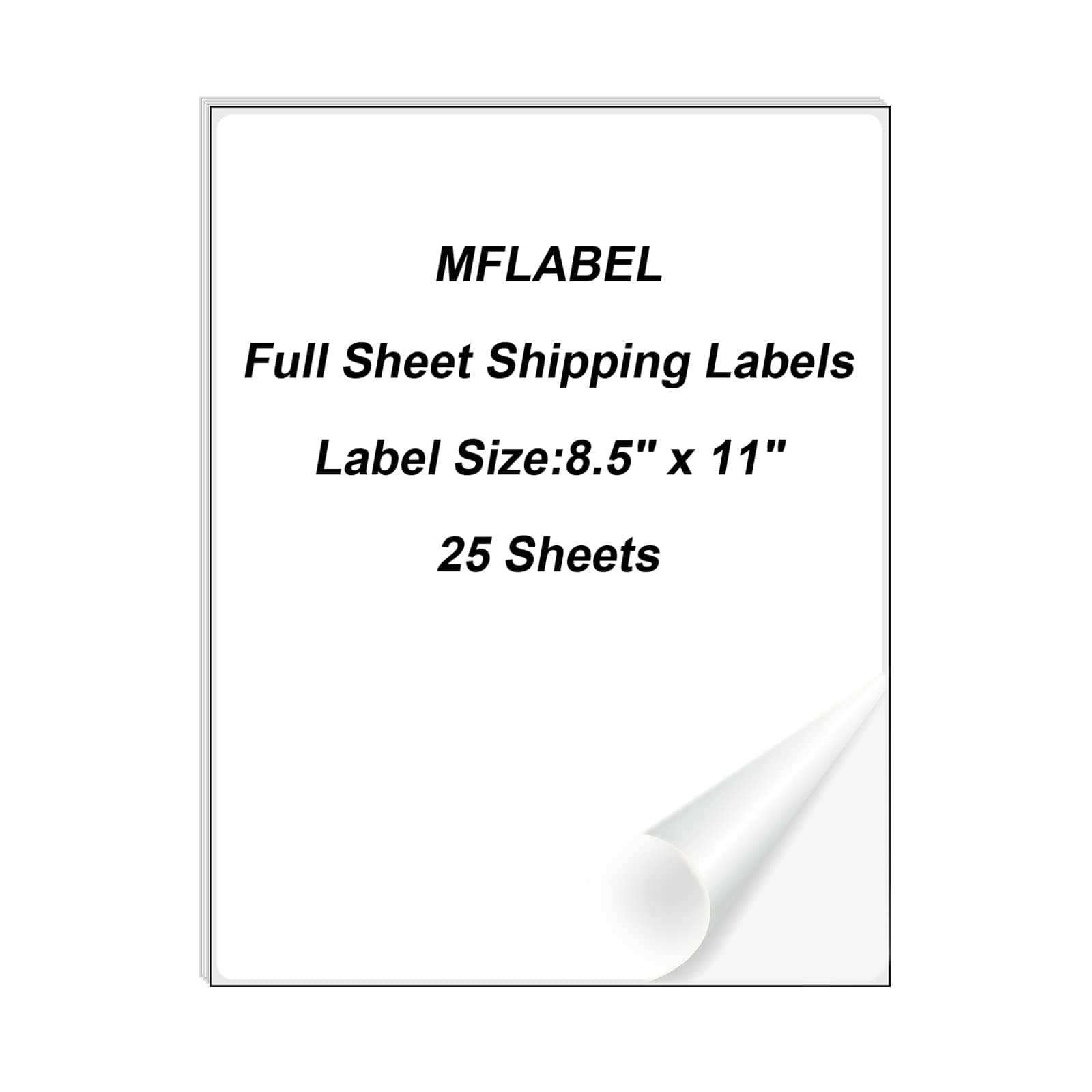 MFLABEL Full Sheet Sticker Paper - 25 Sheets 8.5" x 11" White Matte Printable Vinyl Labels for Inkjet & Laser Printers, Permanent Adhesive for Shipping, Address, Packaging & DIY Crafts